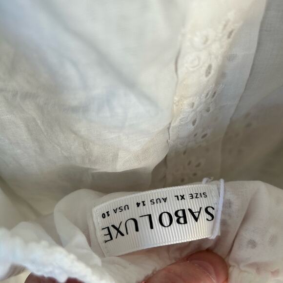 Sabo Luxe white eyelet long sleeve criss cross back dress Size 10 - Picture 9 of 11